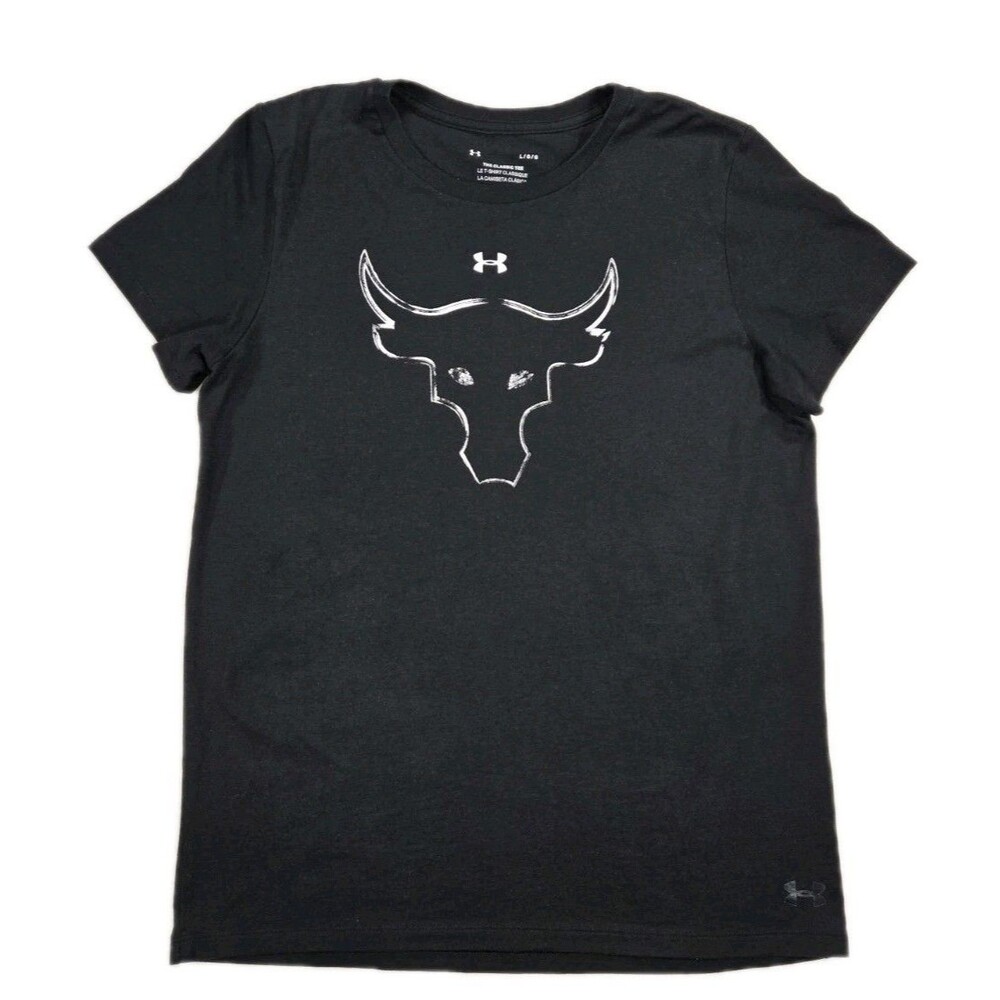 Womens Under Armour Project Rock Short Sleeve T Shirt Black Large